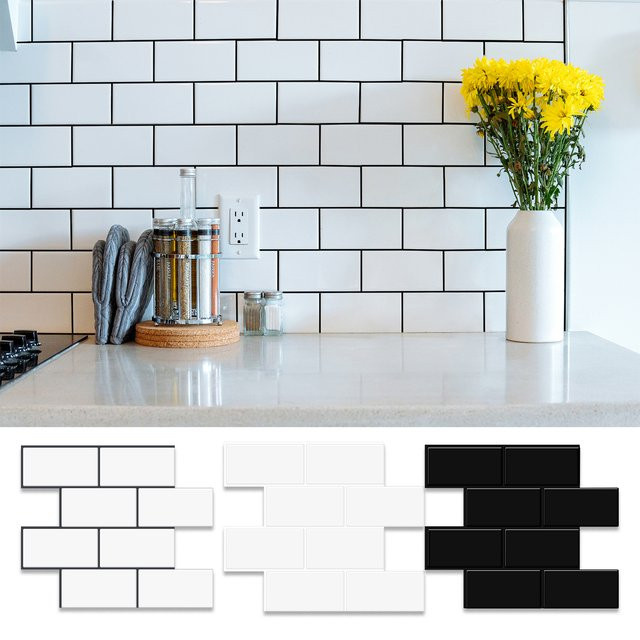 Vividtiles Ziegelstein Vinyl-Tapete als selbstklebende Fliesen, 10 Stück, wasserdicht für Küche und Badezimmer - Bild 1