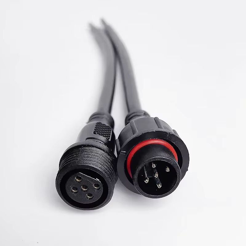 Wasserdichter M16 Kabelstecker IP65 Set mit 2 3 4 oder 5 Pin für LED-Streifen männlich und weiblich in Schwarz, Länge: 20 cm, Außendurchmesser: 6 mm - Bild 6
