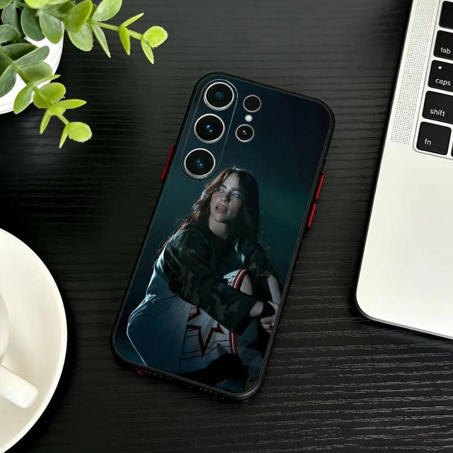 Billie Eilish Handyhülle S-Sänger für Samsung Galaxy S20 bis S26 Serie, Ultra, Plus, FE, Note, 5G, Schwarz - Bild 1