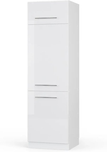 Vicco Kühlumbauschrank Fame-Line Hochschrank für die Küche Weiß Hochglanz, B/T/H: 60,0 x 58,0 x 206,8 cm - Bild 1