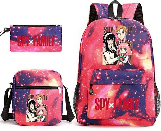 3-teiliges Schulrucksack-Set für Schüler aus Oxford-Stoff mit Schultasche, Schultergurt und Federmäppchen in Multicolour - Bild 1