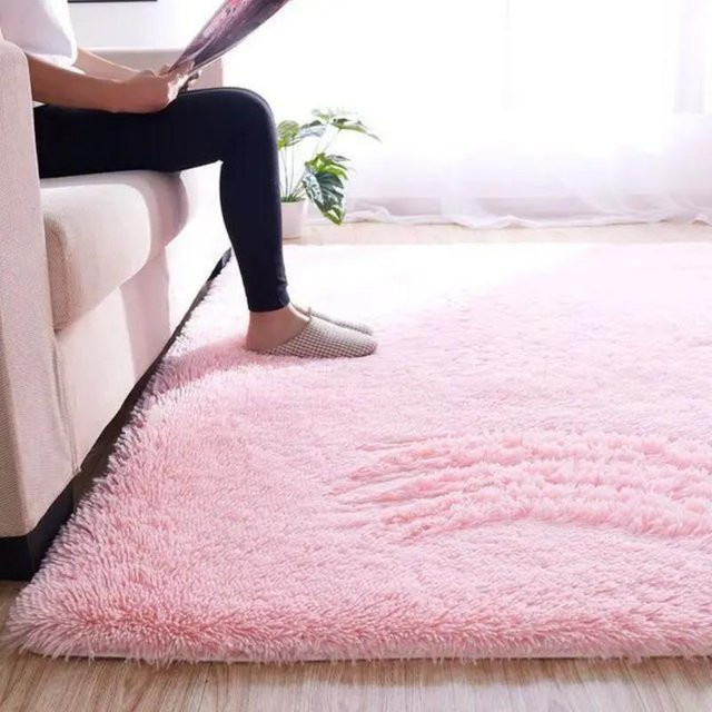 Weicher Plüschteppich Lodestar in Rosa, rechteckiger Kunstfell-Bodenteppich für Wohnzimmer, Schlafzimmer oder Kinderzimmer, B/T: 60 x 40 cm - Bild 1