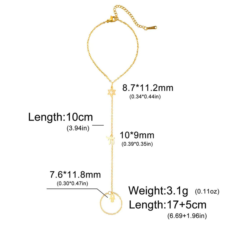Dawapara Armband Davidstern und Chai, Edelstahl, Gold, Unisex - Bild 3