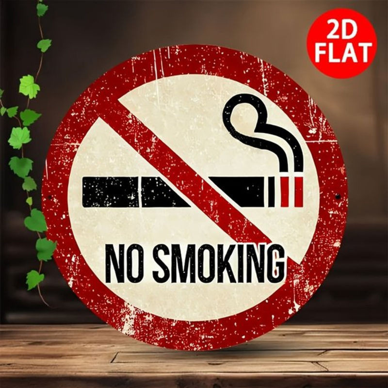 Hello Young No Smoking Vintage Eisenschild rund aus Metall in Weiß, Durchmesser: 20,3 cm - Bild 1