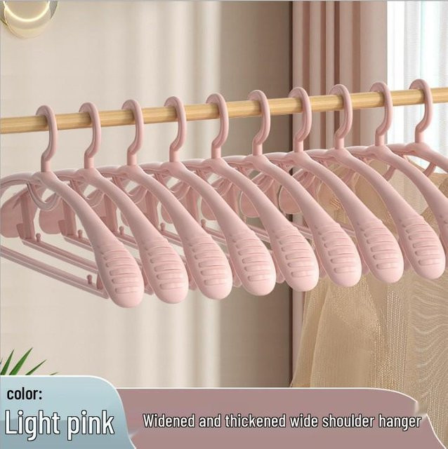 Chocolate Home Kleiderbügel aus Kunststoff mit breiten Schultern und rutschfestem Design, Rosa, 5 Stück - Bild 1
