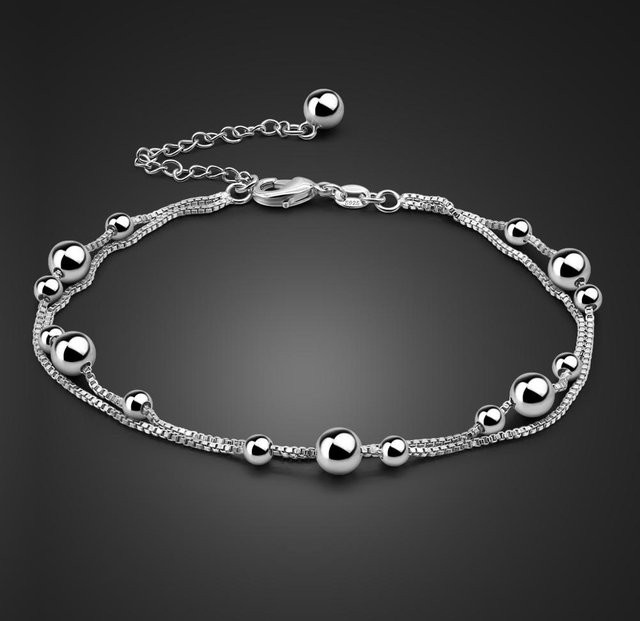 Fußkettchen 925 Silber, Doppelkette, Damen - Bild 1