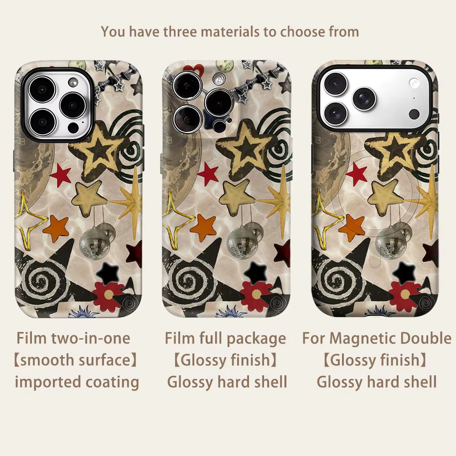 Potdemiel Vintage Space Decor Magnetische Handyhülle für iPhone 17 16 15 14 13 Pro Max Plus, Tough Case, Mehrfarbig - Bild 2