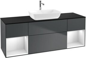 V&B Waschtischunterschrank Finion mit Wandbeleuchtung, Breite: 160 cm, Tiefe: 50,1 cm, Höhe: 50,1 cm, lackiert in matt dunkelblau - Bild 1