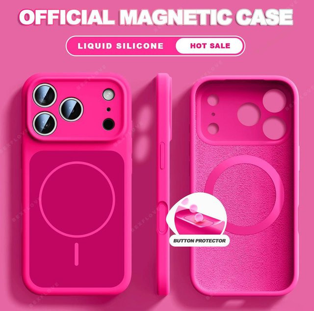 Magnetische Flüssigsilikon Schutzhülle für Apple iPhone 17 Pro Max in Pink - Bild 1