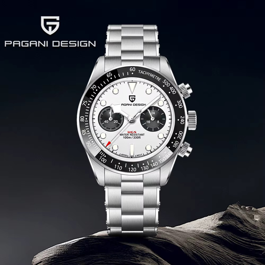 Pagani Design Chronograph, Quarz, Edelstahl, Weiß, Schwarz, Herren - Bild 2