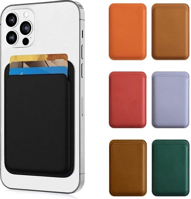 Magnetischer Kartenhalter aus Leder für Apple iPhone 16 15 14 Pro Max Plus Mini in Purple - Bild 1