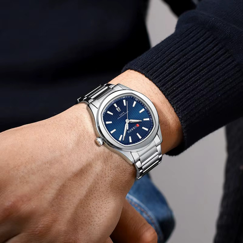 CURREN Armbanduhr Quarzuhr, Edelstahl, Blau, Herren - Bild 4