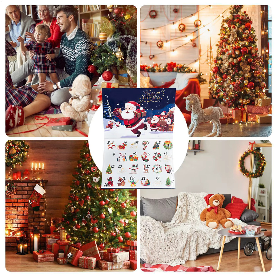 Befüllbare Weihnachts-Advent-Box für 24 Tage, DIY Weihnachts-Countdown-Kalender aus Papier, Mehrfarbig - Bild 3