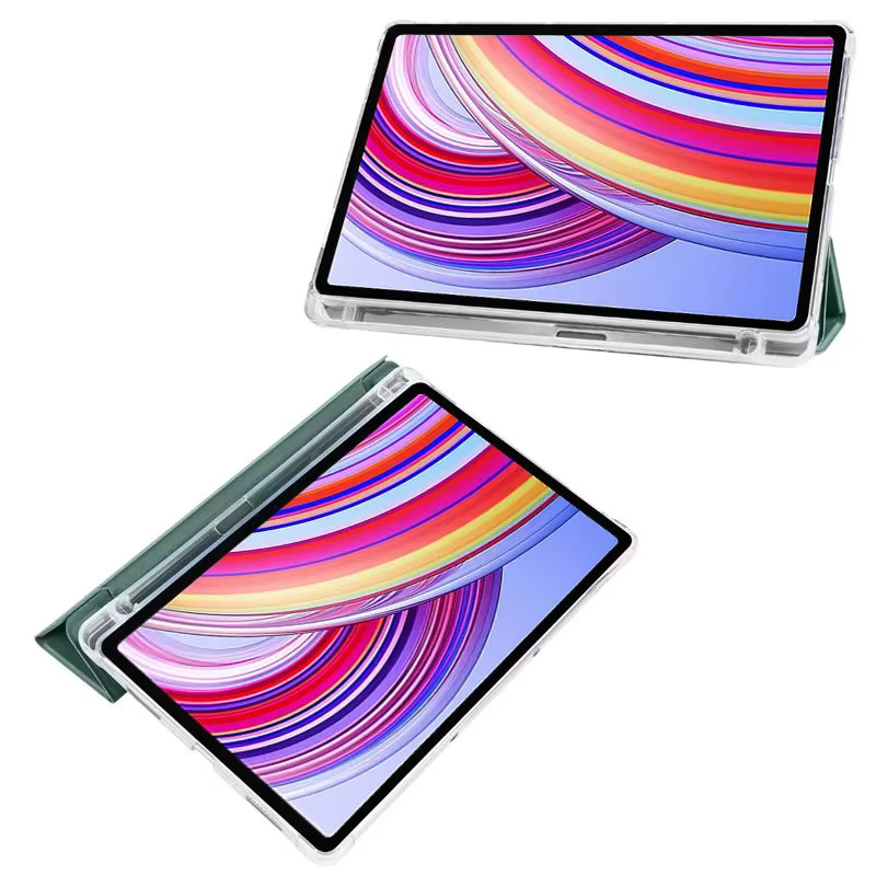 Dreifach faltbare Soft-Back-Hülle für Apple iPad 10. und 11. Generation mit Stifthalter, Schwarz/Transparent - Bild 2
