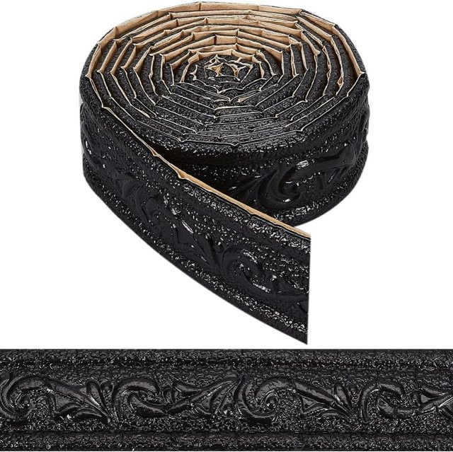 Selbstklebender Schaumstoff-Fußleistenbesatz in Schwarz, flexible Zierleiste für Wand und Spiegel, 90 x 1,8 Zoll - Bild 1