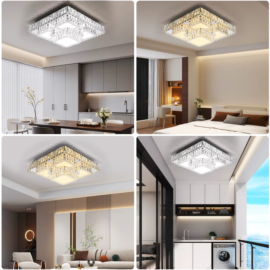 Oyajia Moderne LED-Kristall-Deckenleuchte mit Fernbedienung und dimmbarer Lichtleistung, Durchmesser: 50 cm - Bild 5