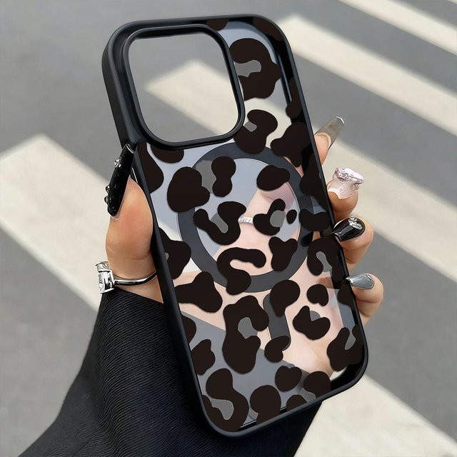 Handyhülle mit Leopardenmuster für iPhone 17 Pro, 16, 15, 14, 13, 12, 11 Pro Max, matte Magsafe magnetische kabellose Ladeabdeckung, Multicolor - Bild 1