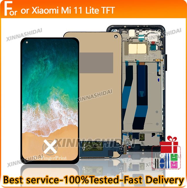 Xiaomi Mi 11 Lite Ersatz-LCD-Display mit Rahmenbaugruppe und digitalem Touchscreen in Schwarz, Modell M2101K9G und M2101K9C - Bild 1