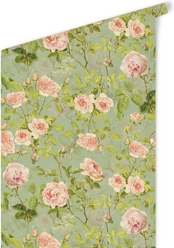 K&L Wall Art Vintage Vliestapete mit rosa Pfingstrosen und floralem Design, mehrfarbig, matt - Bild 1