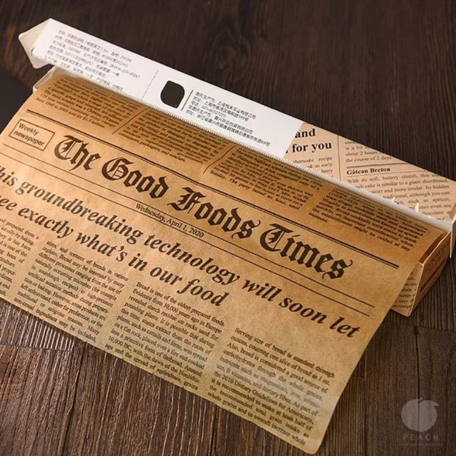 Antihaftbeschichtetes Backpapier im Zeitungsdesign, 5 m Rolle, Lebensmittelverpackungspapier zum Backen von Keksen und Brot, Weiß - Bild 2