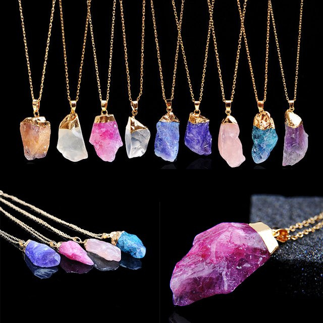 Halskette Amethyst, Citrin, Messing, Gold, Damen - Bild 1