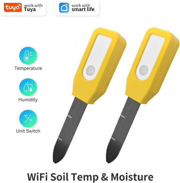 Tuya WiFi Bodentemperatur- und Feuchtigkeitssensor in Gelb für dein Smart Home System zur Echtzeit-Überwachung via Smart Life App - Bild 1