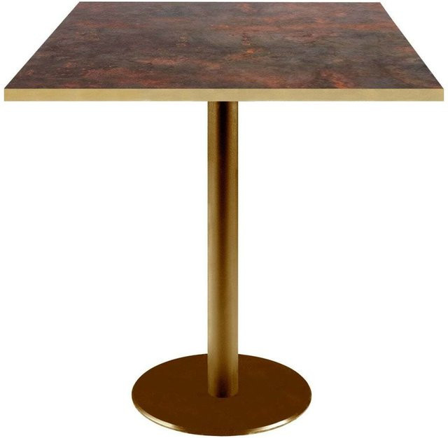 RestooTab Tisch Rome quadratisch mit Metallplatte in Rost-Optik und goldmetallic Gestell, B/T/H: 70 x 70 x 75 cm - Bild 1