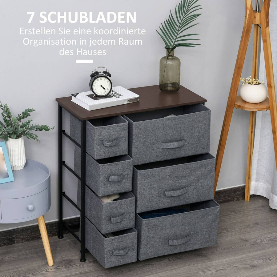 HOMCOM Schubladenschrank mit 7 Stoffschubladen in Dunkelgrau, B/T/H: 63,5 x 30 x 71 cm - Bild 2