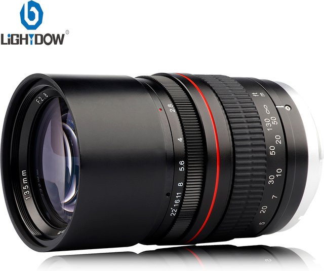 Light dow 135mm f/2.8 Vollformat-Teleobjektiv für Canon EF und Nikon DSLR Kameras, Schwarz - Bild 1