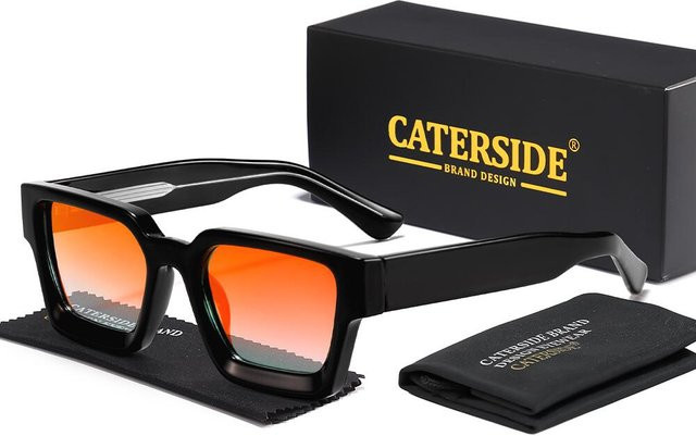 CATERSIDE Sonnenbrille, Unisex, Vollrand, quadratisch, Schwarz, Kunststoff - Bild 1