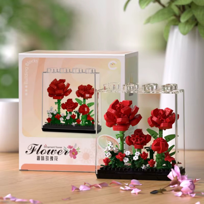 Qimeng Fun Rose Ewige Blume, Mikrogranules Baustein Ornament, Bausatz - Bild 2