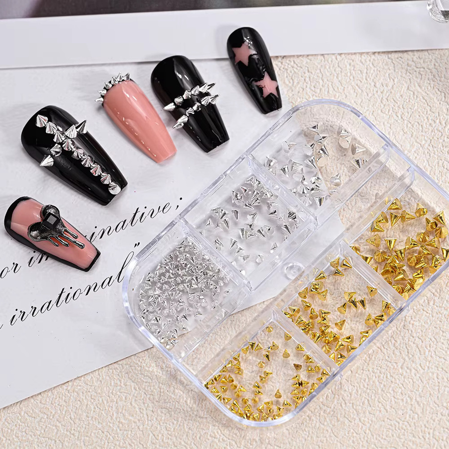 MAFANAILS Nagel Charms Nieten Strasssteine, Schwarz Silber Metallic, 150 Stück - Bild 2