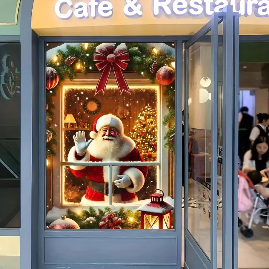 VIKAMA Weihnachts-Fensterdekoration mit festlichen Weihnachtsmann-Bannern für Innen und Außen - Bild 4