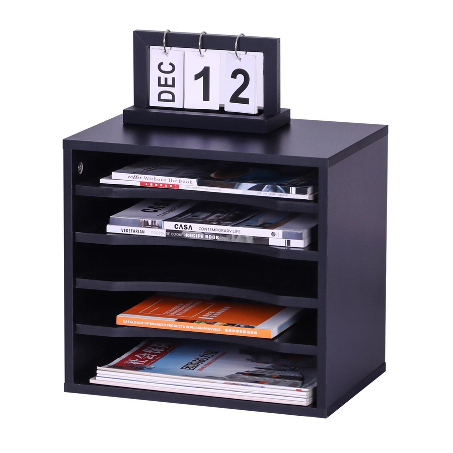 Relaxdays Dokumentenablage mit 5 Fächern in Schwarz, B/T/H: 33 x 35,5 x 25 cm - Bild 2