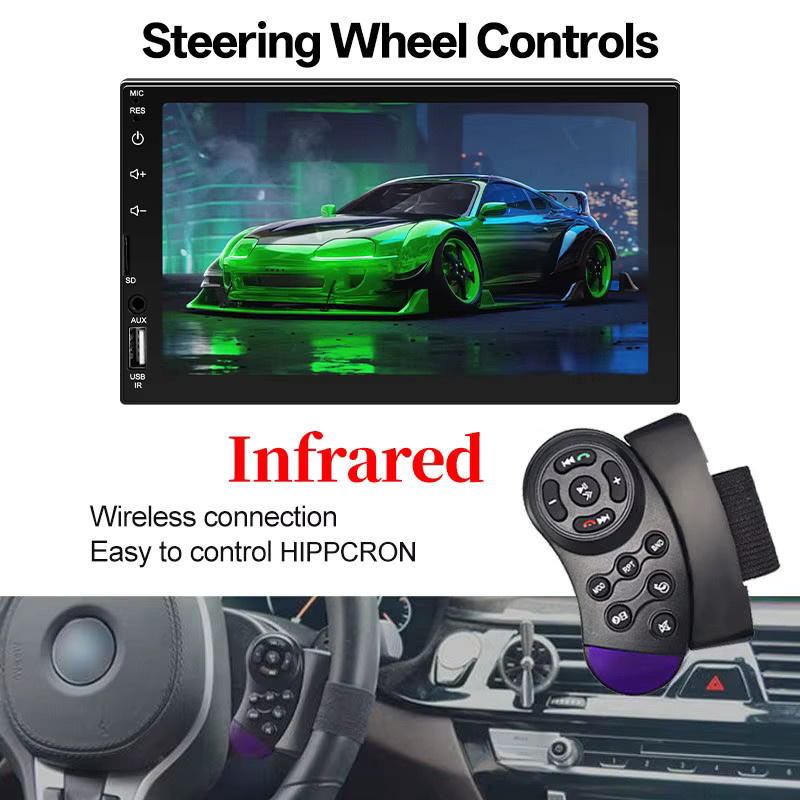 Hippcron 2DIN Multimedia Autoradio mit 7 Zoll Touchscreen, Bluetooth, Wired Carplay und Android Auto, Schwarz - Bild 5