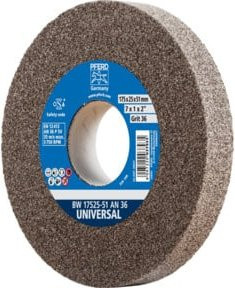 PFERD Schleifbockscheibe A36 für universelle Schleifaufgaben, Farbe: Braun, Durchmesser: 175 mm, Breite: 17,5 mm, Bohrung-Ø: 51 mm - Bild 1
