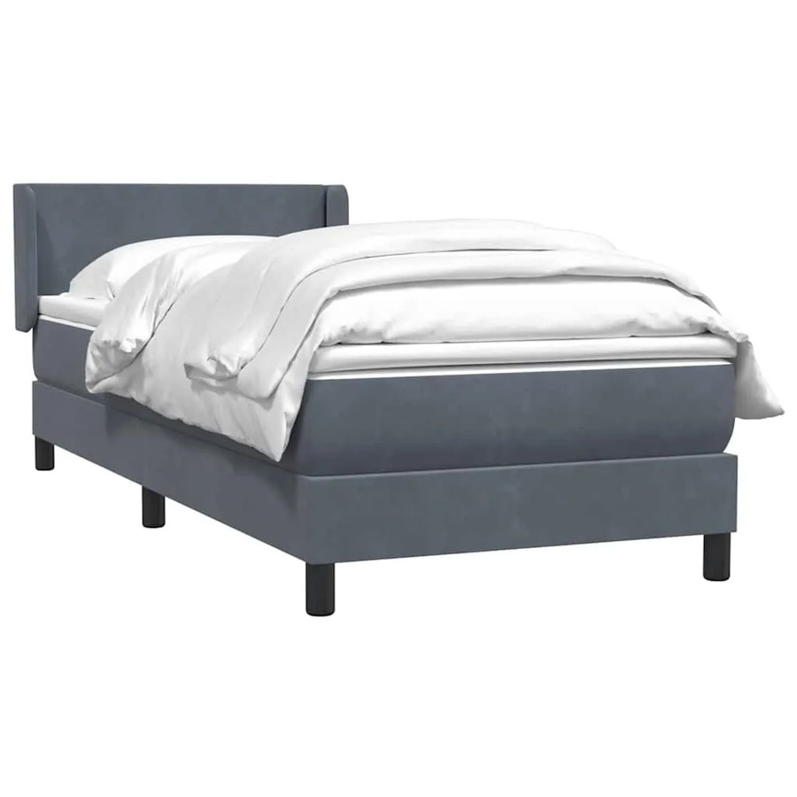 vidaXL Boxspringbett mit Matratze Dunkelgrau aus Samt B/L: 80 x 210 cm - Bild 2