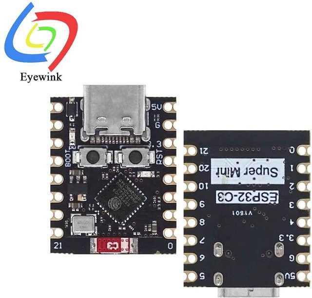 EYEWINK ESP32-C3 Super Mini Entwicklungsboard mit 32-Bit Single-Core-Prozessor, 16-Pin und USB-C Anschluss in Schwarz - Bild 1