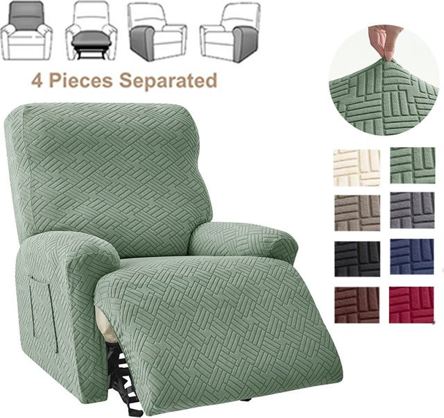 Yupartex 4-teiliges Sofa-Schonbezug-Set aus Jacquard in Grün mit rutschfester Oberfläche und Aufbewahrungstasche - Bild 1