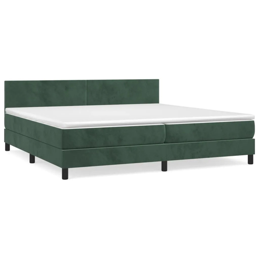 vidaXL Boxspringbett mit Matratze in Dunkelgrün aus Samt, Hybrid-Design mit Taschenfederkern, B/T/H: 200 x 200 x 78 cm - Bild 2