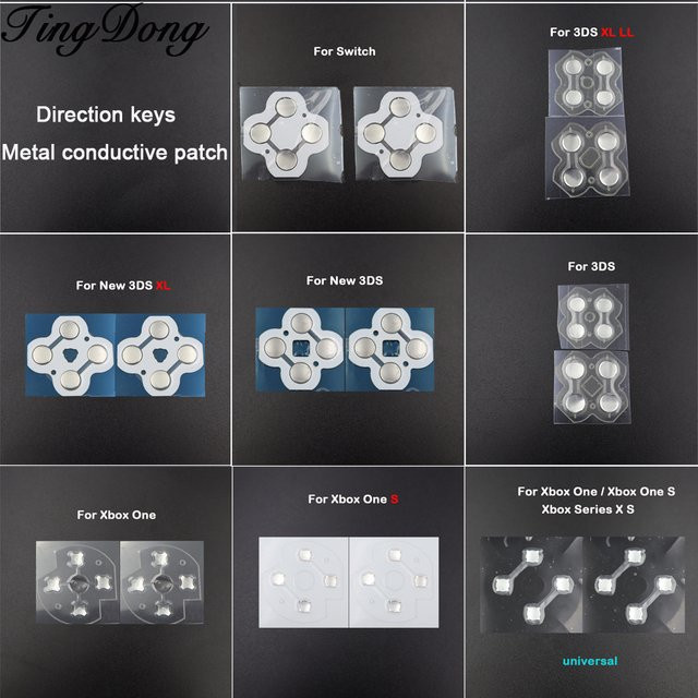 TingDong 5 Paar Metall-Dome-Snap-PCB-Boards für Xbox One S und Nintendo 3DS XL LL sowie Neue 3DS XL Controller D-Pad Tasten Leitfähige Patches - Bild 1