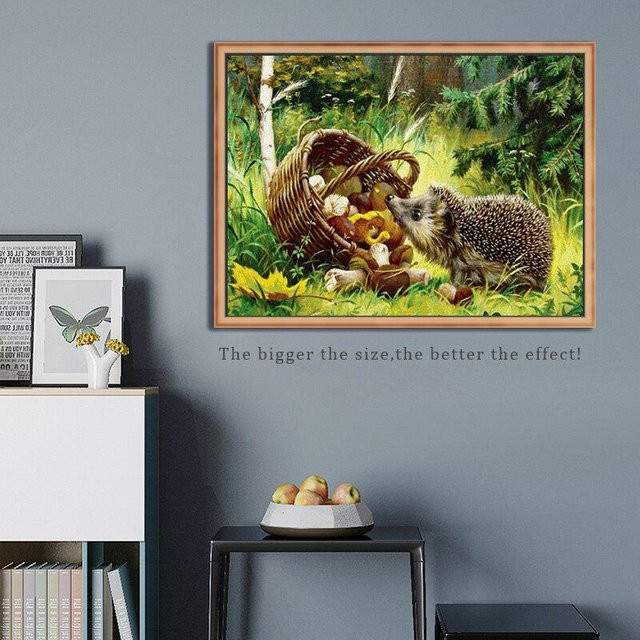 FIYO Diamant-Malerei Igel als Mosaik-Stickerei in Gelb und Mehrfarbig, B/H: 30 x 20 cm - Bild 1