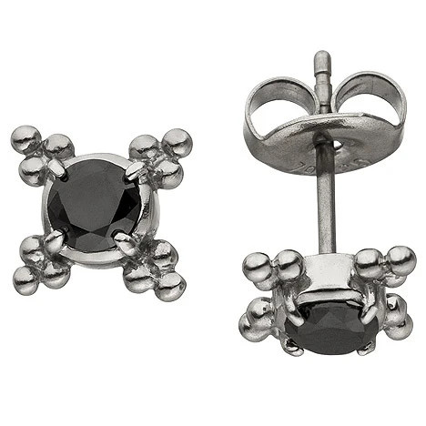 Colfem Ohrstecker Edelstahl, Zirkonia, schwarz, Unisex - Bild 1