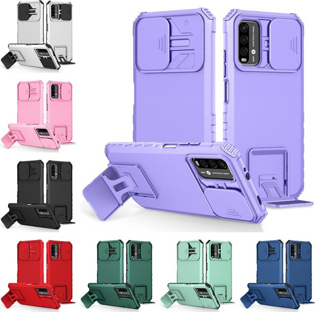 Slide Camera Armor Handyhülle für Xiaomi POCO X3 NFC M3 M4 X4 X5 X6 Pro C40 4G 5G Hard Cover in Rot - Bild 1