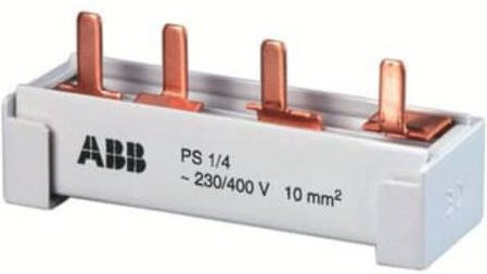 ABB PS 4/12 NN Phasenschiene 4-polig mit 12 Pins, 10mm², 63A, 690V, Weiß - Bild 1