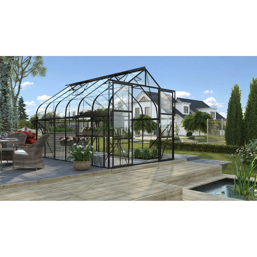 Vitavia Gewächshaus Diana 9900 Schwarz mit Fundament und Sicherheitsglas aus Aluminium - Bild 2