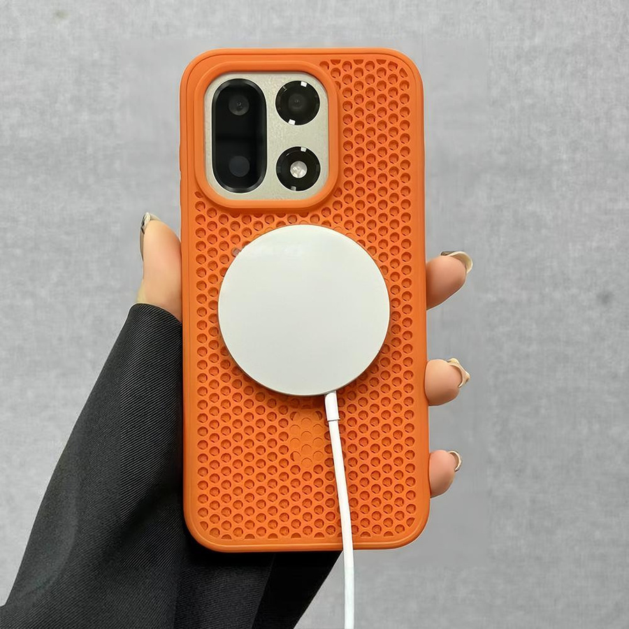 Stoßfeste magnetische OnePlus Handyhülle mit kühlendem Netz für OnePlus 15 13 12 Ace 6 Ace 5 Ace 3 Pro in Orange - Bild 2