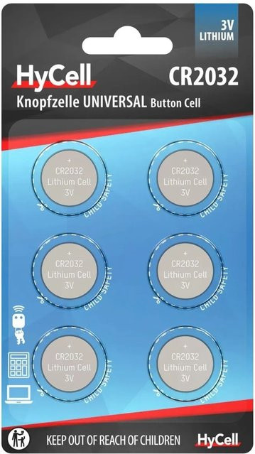 Westfalia Lithium-Knopfzelle CR2032 3 V in Silber, 6er Blister - Bild 1