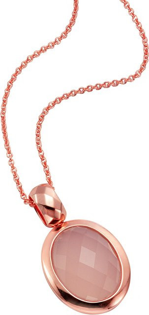 Jamelli Anhänger mit Kette, 925 Silber, rosé vergoldet, Chalcedon, Unisex - Bild 1