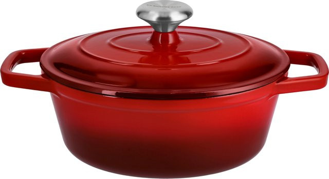 SILVERCREST Premium Gusseisenbräter emailliert, Rot, Durchmesser: 24 cm - Bild 1